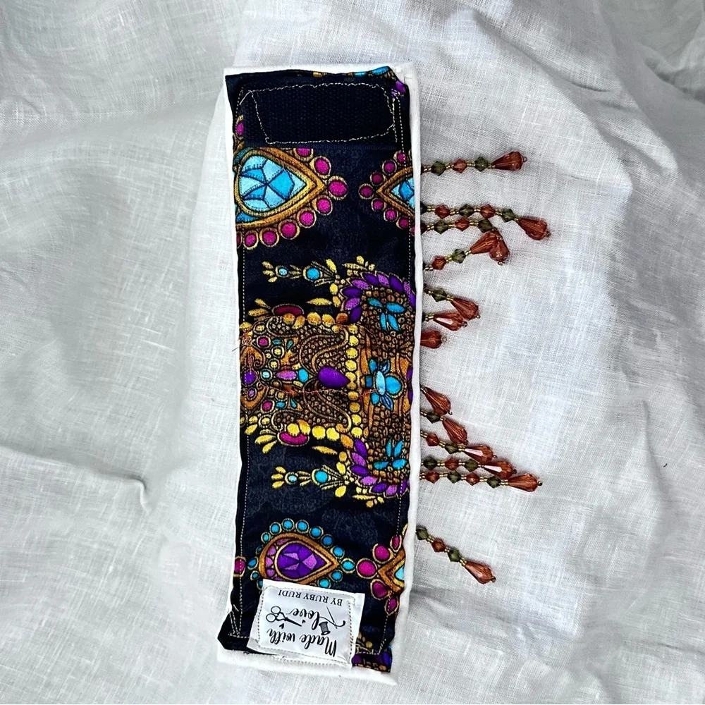 RUBYRUDI Cuff Bracelet Handcrafted OOAK Fabric Embellished Artisan Wearable Art